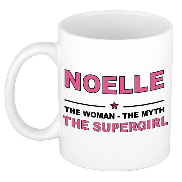 Naam cadeau mok/ beker Noelle The woman, The myth the supergirl 300 ml - Naam mokken