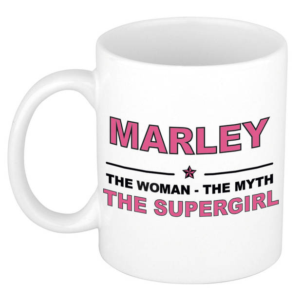 Naam cadeau mok/ beker Marley The woman, The myth the supergirl 300 ml - Naam mokken