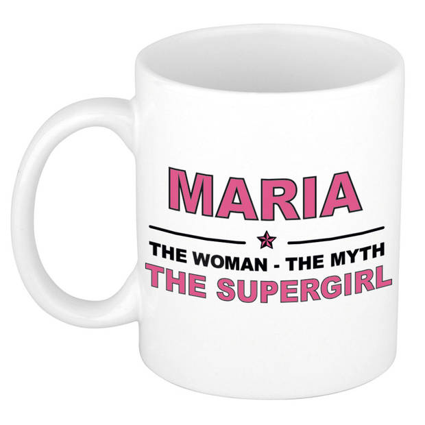 Naam cadeau mok/ beker Maria The woman, The myth the supergirl 300 ml - Naam mokken