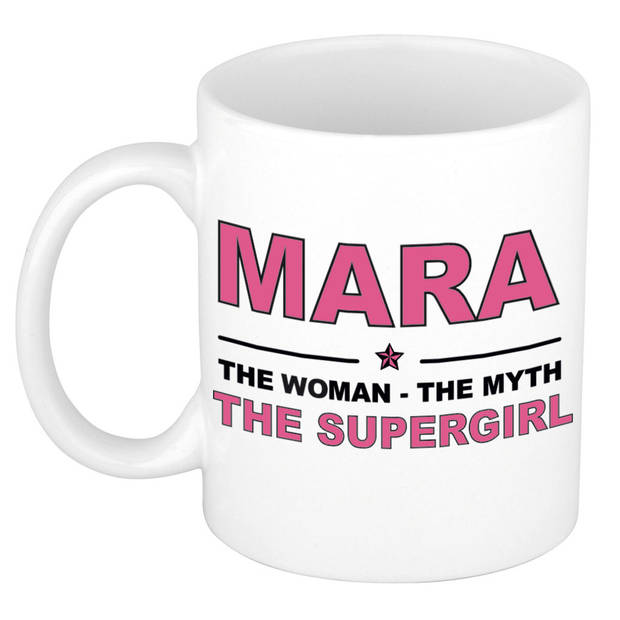 Naam cadeau mok/ beker Mara The woman, The myth the supergirl 300 ml - Naam mokken