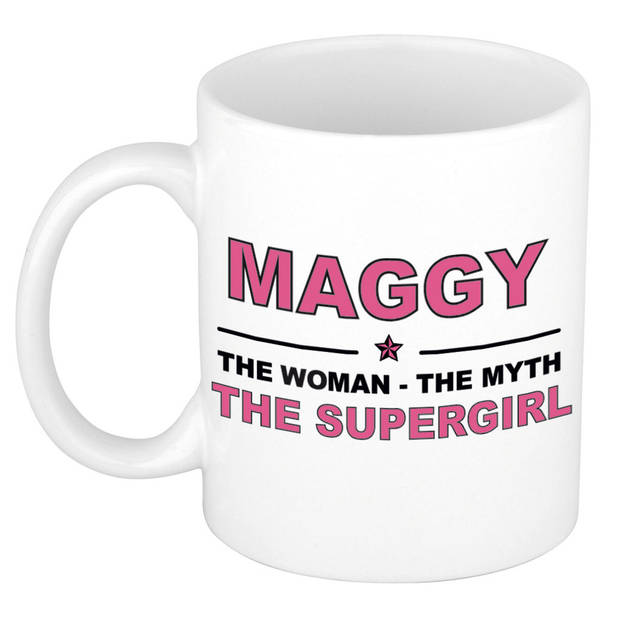 Naam cadeau mok/ beker Maggy The woman, The myth the supergirl 300 ml - Naam mokken