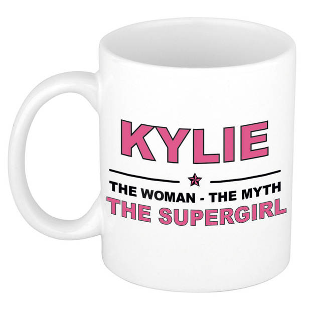 Naam cadeau mok/ beker Kylie The woman, The myth the supergirl 300 ml - Naam mokken