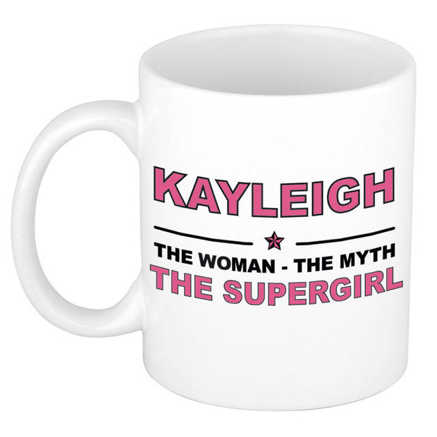 Naam cadeau mok/ beker Kayleigh The woman, The myth the supergirl 300 ml - Naam mokken