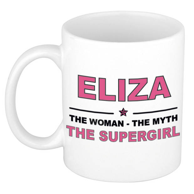 Naam cadeau mok/ beker Eliza The woman, The myth the supergirl 300 ml - Naam mokken