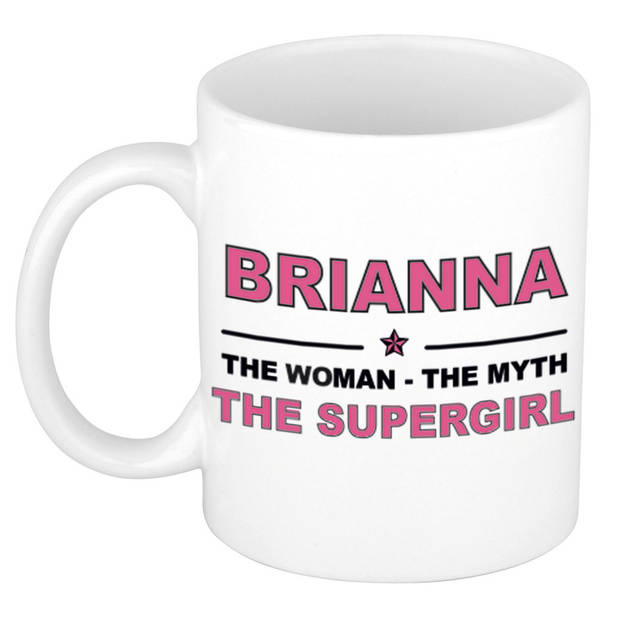 Naam cadeau mok/ beker Brianna The woman, The myth the supergirl 300 ml - Naam mokken