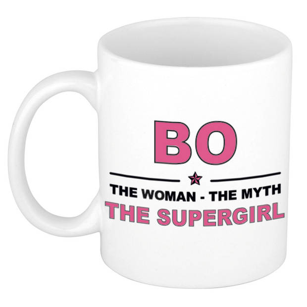 Naam cadeau mok/ beker Bo The woman, The myth the supergirl 300 ml - Naam mokken