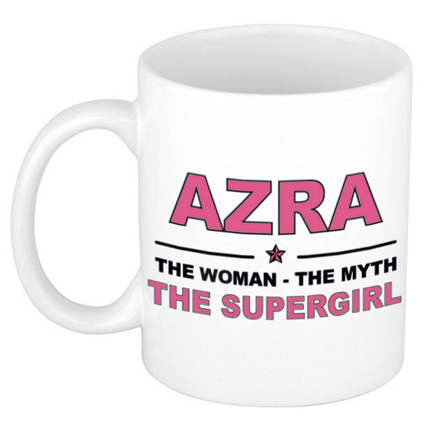Naam cadeau mok/ beker Azra The woman, The myth the supergirl 300 ml - Naam mokken
