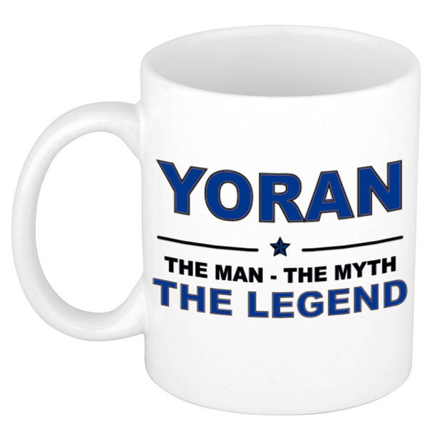 Naam cadeau mok/ beker Yoran The man, The myth the legend 300 ml - Naam mokken