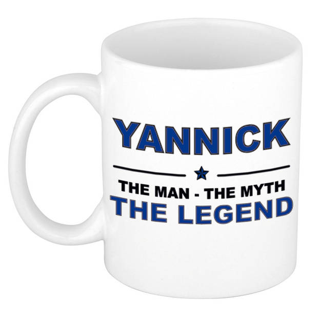 Naam cadeau mok/ beker Yannick The man, The myth the legend 300 ml - Naam mokken