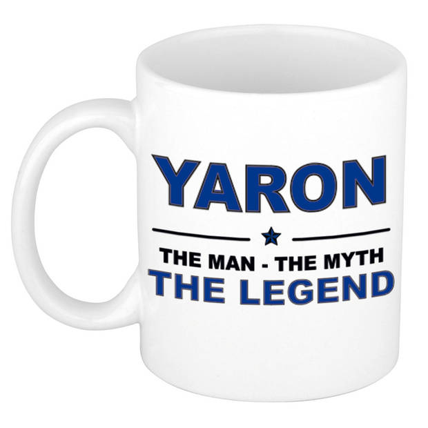 Naam cadeau mok/ beker Yaron The man, The myth the legend 300 ml - Naam mokken