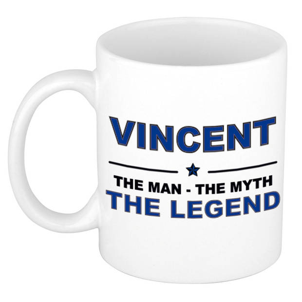 Naam cadeau mok/ beker Vincent The man, The myth the legend 300 ml - Naam mokken