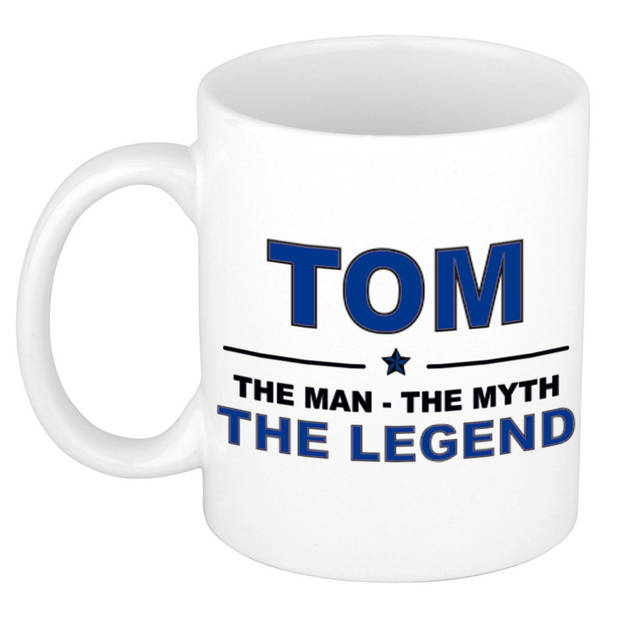 Naam cadeau mok/ beker Tom The man, The myth the legend 300 ml - Naam mokken