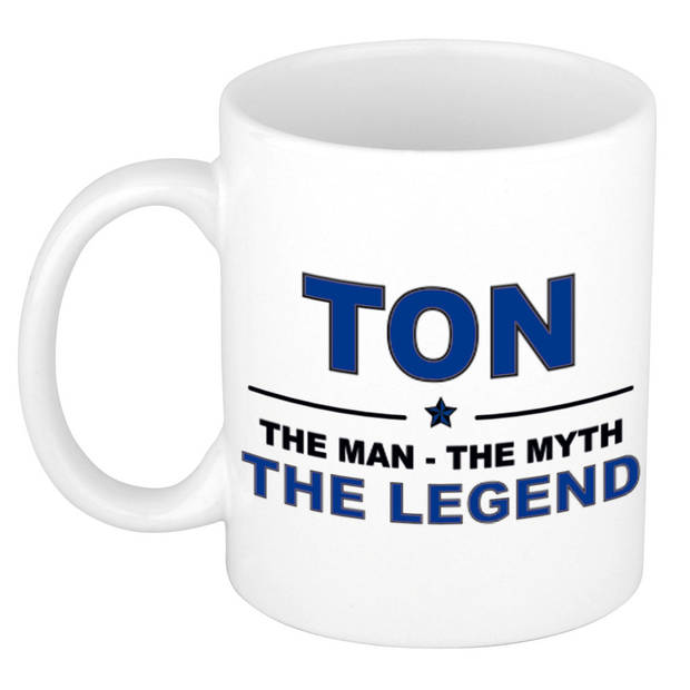 Naam cadeau mok/ beker Ton The man, The myth the legend 300 ml - Naam mokken