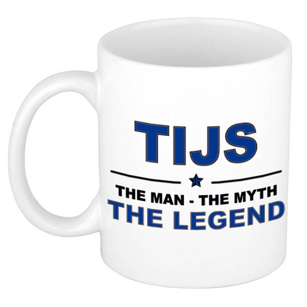 Naam cadeau mok/ beker Tijs The man, The myth the legend 300 ml - Naam mokken