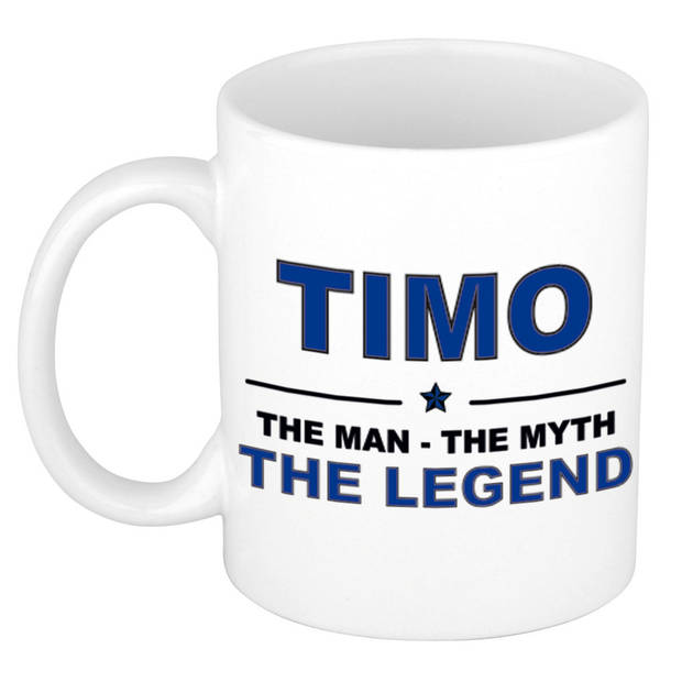 Naam cadeau mok/ beker Timo The man, The myth the legend 300 ml - Naam mokken