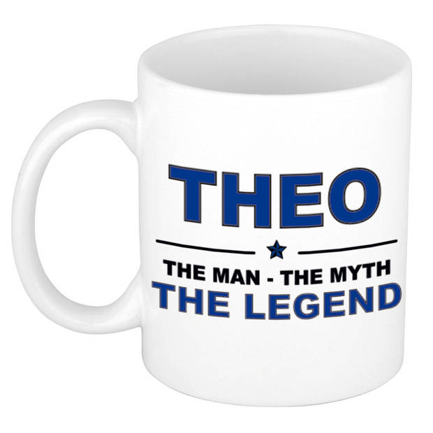 Naam cadeau mok/ beker Theo The man, The myth the legend 300 ml - Naam mokken