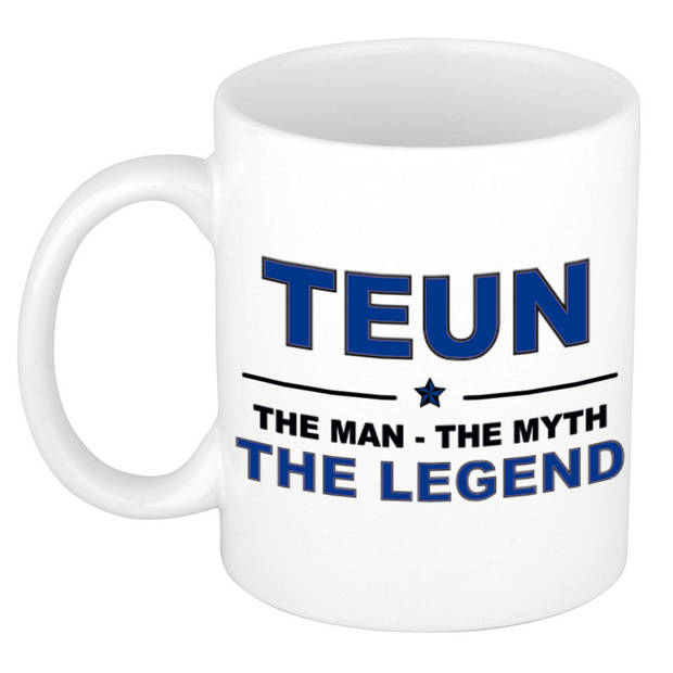 Naam cadeau mok/ beker Teun The man, The myth the legend 300 ml - Naam mokken