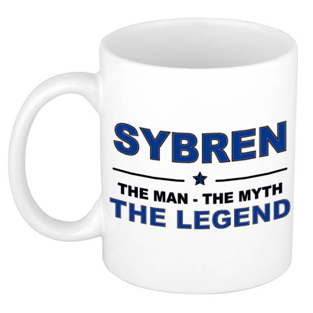 Naam cadeau mok/ beker Sybren The man, The myth the legend 300 ml - Naam mokken
