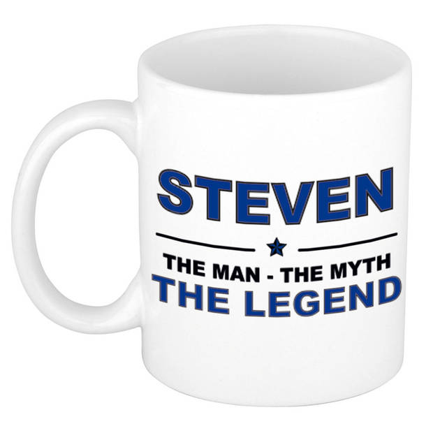 Naam cadeau mok/ beker Steven The man, The myth the legend 300 ml - Naam mokken