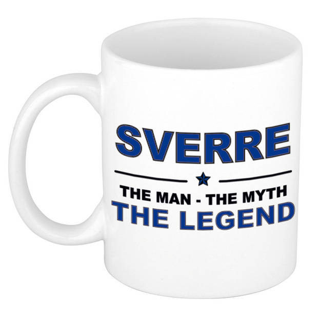 Naam cadeau mok/ beker Sverre The man, The myth the legend 300 ml - Naam mokken