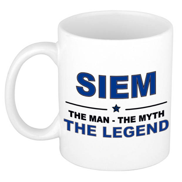 Naam cadeau mok/ beker Siem The man, The myth the legend 300 ml - Naam mokken