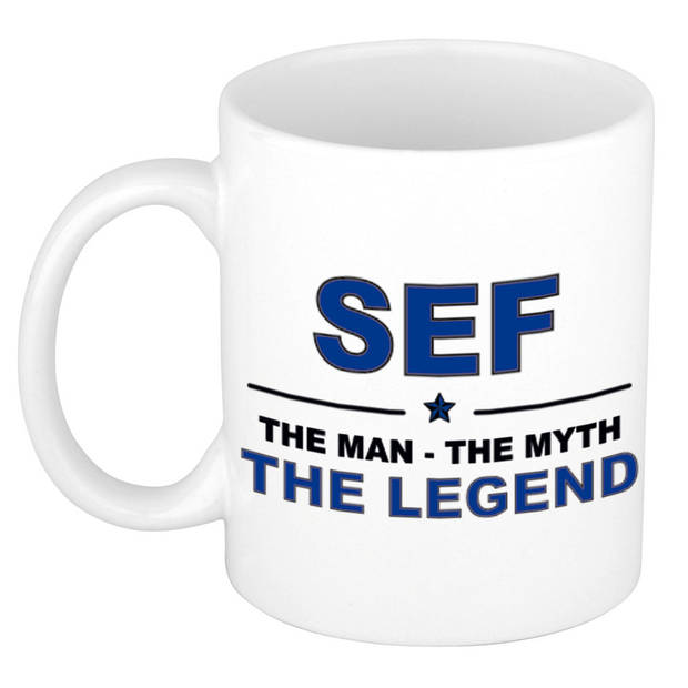 Naam cadeau mok/ beker Sef The man, The myth the legend 300 ml - Naam mokken