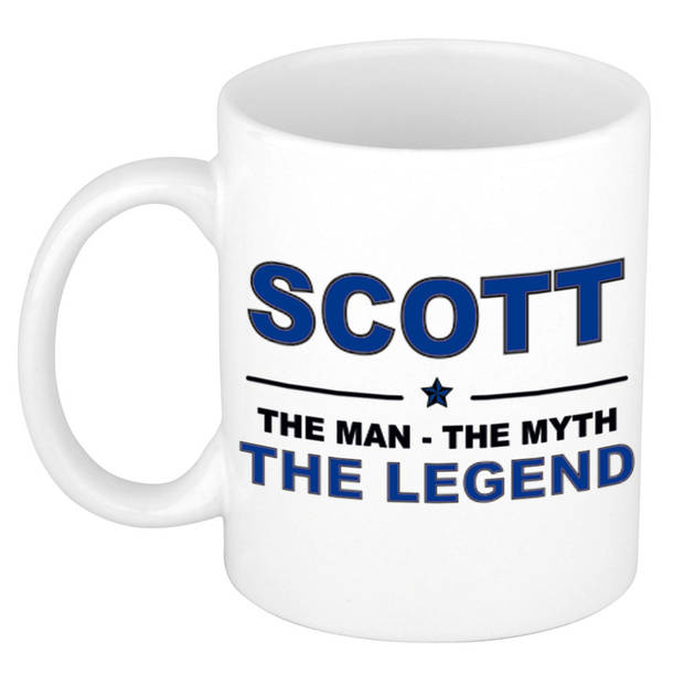 Naam cadeau mok/ beker Scott The man, The myth the legend 300 ml - Naam mokken
