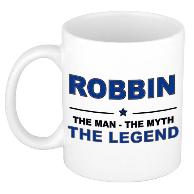 Naam cadeau mok/ beker Robbin The man, The myth the legend 300 ml - Naam mokken