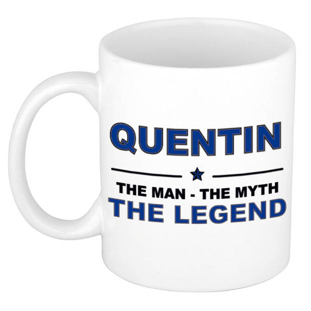 Naam cadeau mok/ beker Quentin The man, The myth the legend 300 ml - Naam mokken