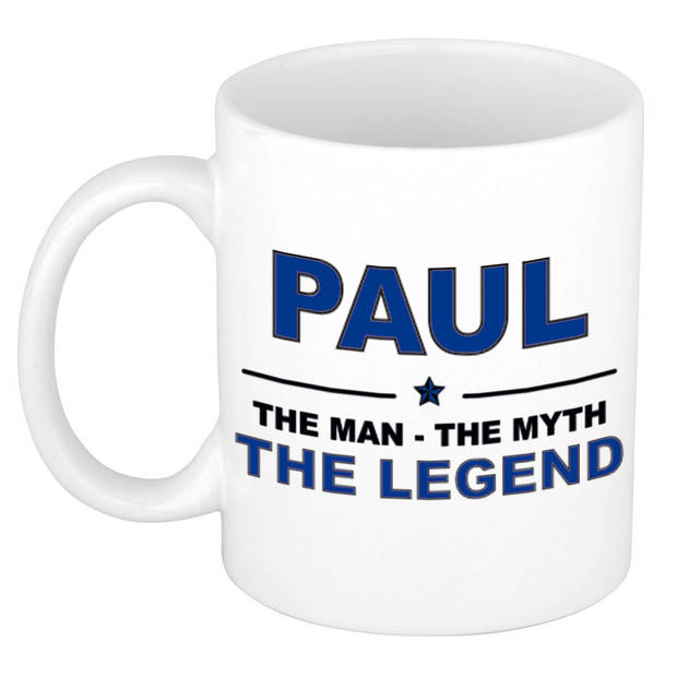 Naam cadeau mok/ beker Paul The man, The myth the legend 300 ml - Naam mokken