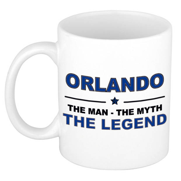 Naam cadeau mok/ beker Orlando The man, The myth the legend 300 ml - Naam mokken