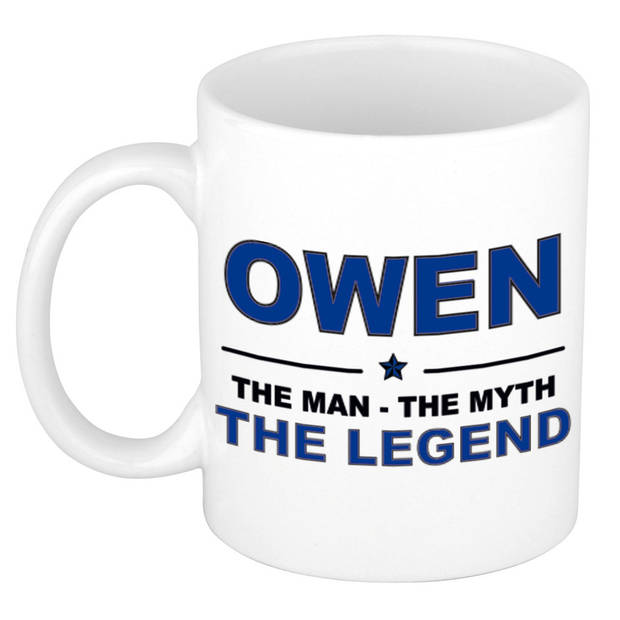 Naam cadeau mok/ beker Owen The man, The myth the legend 300 ml - Naam mokken