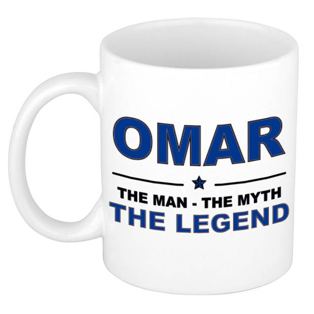 Naam cadeau mok/ beker Omar The man, The myth the legend 300 ml - Naam mokken
