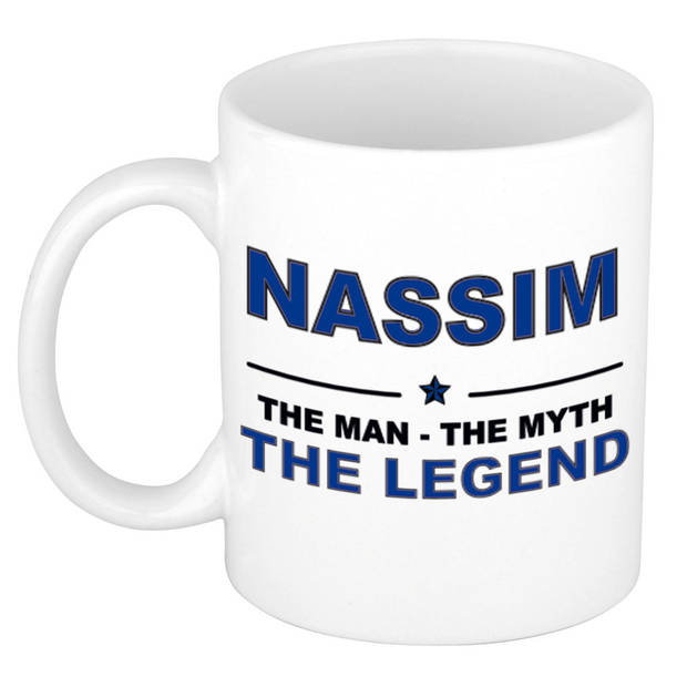 Naam cadeau mok/ beker Nassim The man, The myth the legend 300 ml - Naam mokken