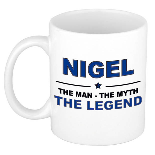 Naam cadeau mok/ beker Nigel The man, The myth the legend 300 ml - Naam mokken
