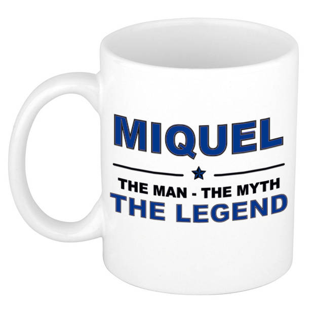 Naam cadeau mok/ beker Miquel The man, The myth the legend 300 ml - Naam mokken