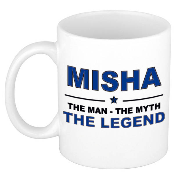 Naam cadeau mok/ beker Misha The man, The myth the legend 300 ml - Naam mokken