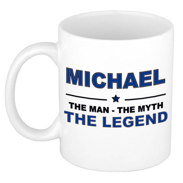 Naam cadeau mok/ beker Michael The man, The myth the legend 300 ml - Naam mokken