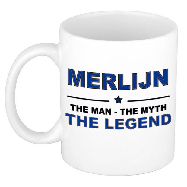 Naam cadeau mok/ beker Merlijn The man, The myth the legend 300 ml - Naam mokken