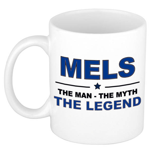 Naam cadeau mok/ beker Mels The man, The myth the legend 300 ml - Naam mokken