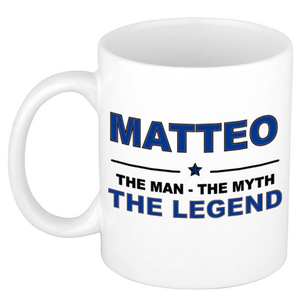 Naam cadeau mok/ beker Matteo The man, The myth the legend 300 ml - Naam mokken