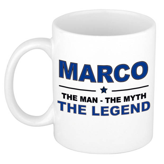 Naam cadeau mok/ beker Marco The man, The myth the legend 300 ml - Naam mokken