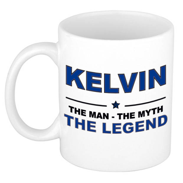 Naam cadeau mok/ beker Kelvin The man, The myth the legend 300 ml - Naam mokken