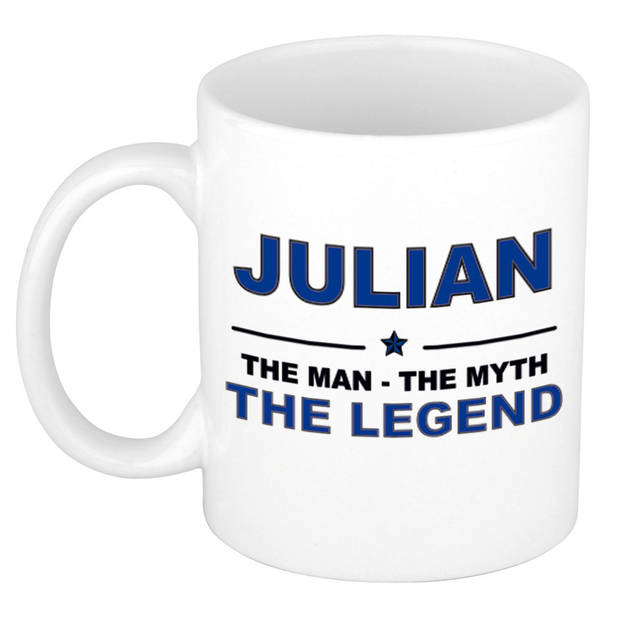 Naam cadeau mok/ beker Julian The man, The myth the legend 300 ml - Naam mokken