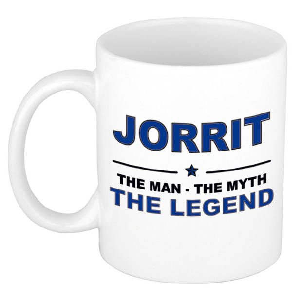 Naam cadeau mok/ beker Jorrit The man, The myth the legend 300 ml - Naam mokken