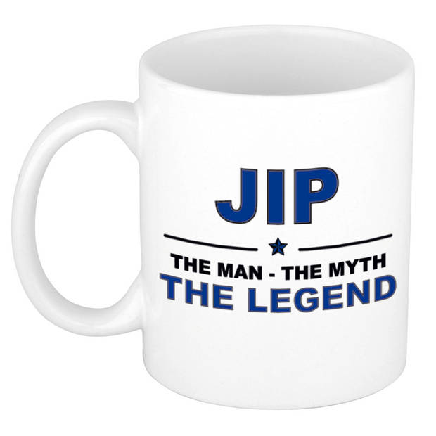Naam cadeau mok/ beker Jip The man, The myth the legend 300 ml - Naam mokken
