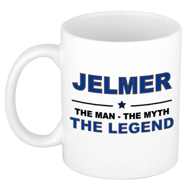 Naam cadeau mok/ beker Jelmer The man, The myth the legend 300 ml - Naam mokken