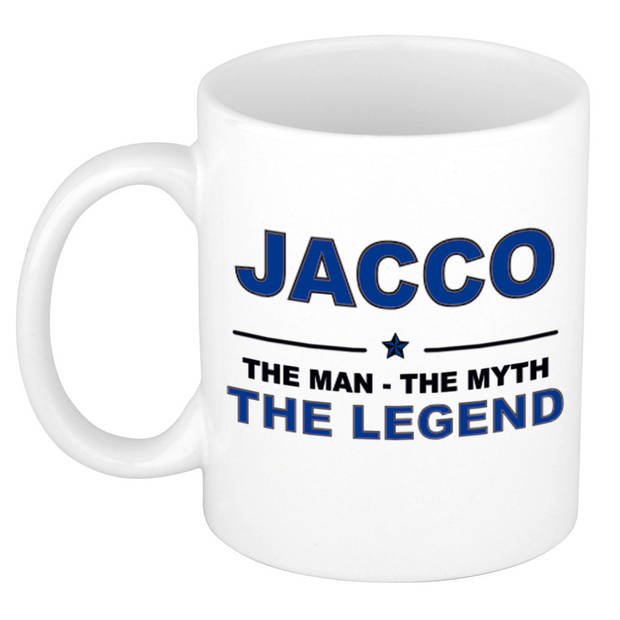 Naam cadeau mok/ beker Jacco The man, The myth the legend 300 ml - Naam mokken