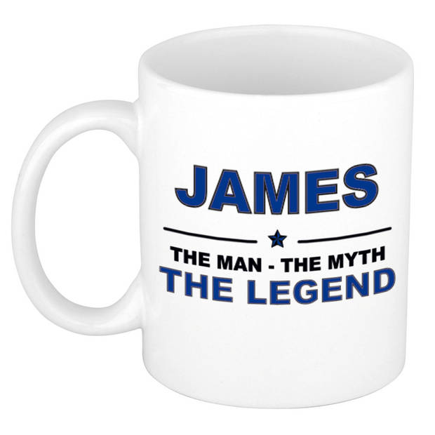 Naam cadeau mok/ beker James The man, The myth the legend 300 ml - Naam mokken