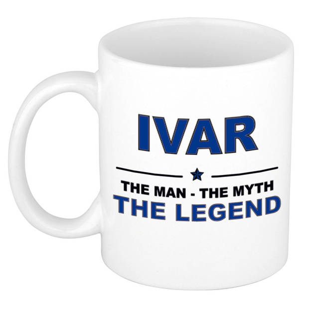 Naam cadeau mok/ beker Ivar The man, The myth the legend 300 ml - Naam mokken